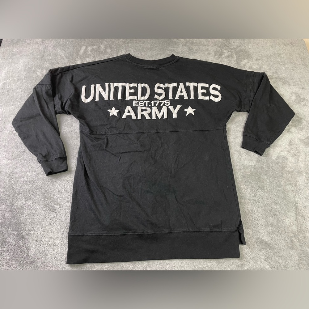 United States Army 1775 T Shirt Adult Small Black Long Sleeve Big Spell Out Puff